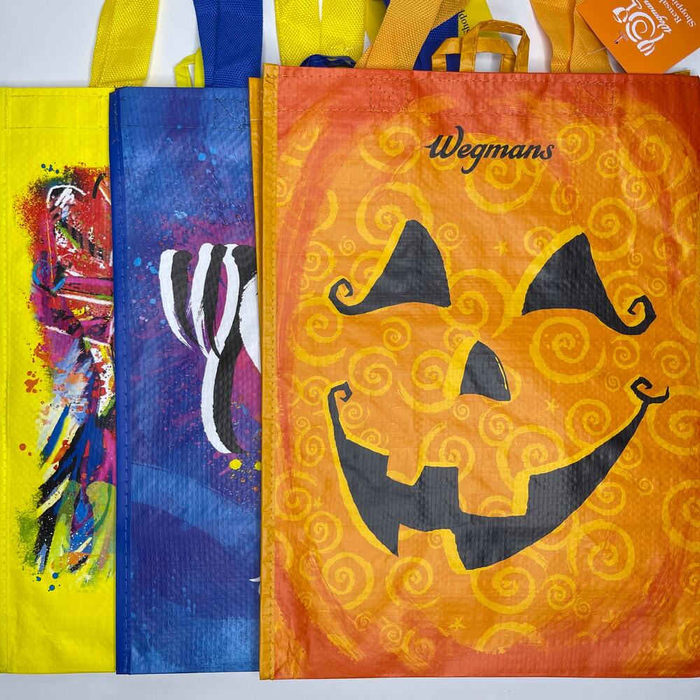 Set of 3! Wegmans Tote Bags —Halloween, NYC Statue of Liberty, Rainbow Heart NWT